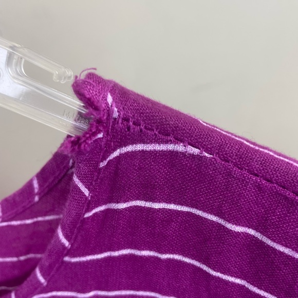 Stella Martini Made in Italy 100% Linen Pink Striped Dress Size L - Picture 11 of 15